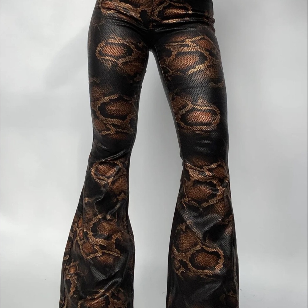 Snake Print Flare Pants